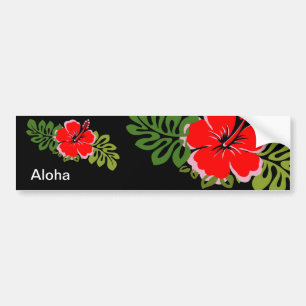 Adesivo Para Carro Hibiscus e folhas vermelhos