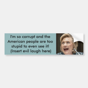 Adesivo Para Carro Hillary corrompida Bumpersticker