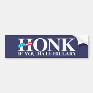 Adesivo Para Carro Honk se você deia Hillary - Anti-Hillary - branco