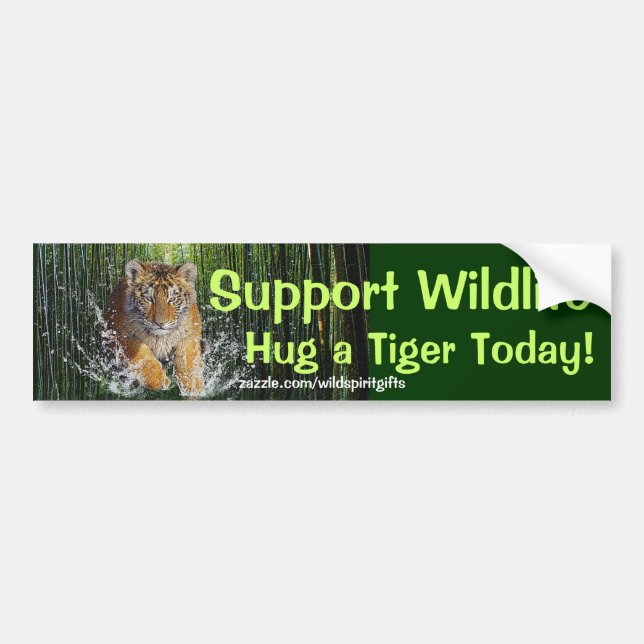 Adesivo Para Carro HUG A TIGER Willife Suporta Engraçado Bumper Stick (Frente)