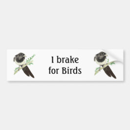 Adesivo Para Carro I Brake for Birds, Watercolor Magpie for Birders