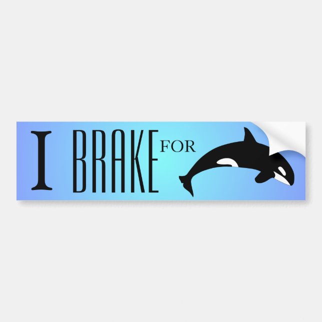 Adesivo Para Carro I Brake for Orca Killer Whale Silhouette Blue (Frente)