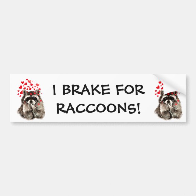 Adesivo Para Carro I Brake for RACCOONS FUNNY ANIMAL CITOTE (Frente)
