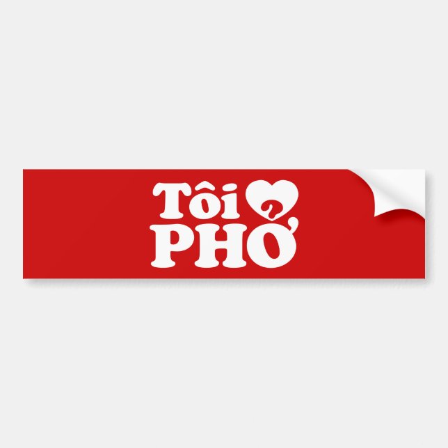 Adesivo Para Carro I Heart (Love) Pho (Tôi9PHỞ) Língua vietnamita (Frente)