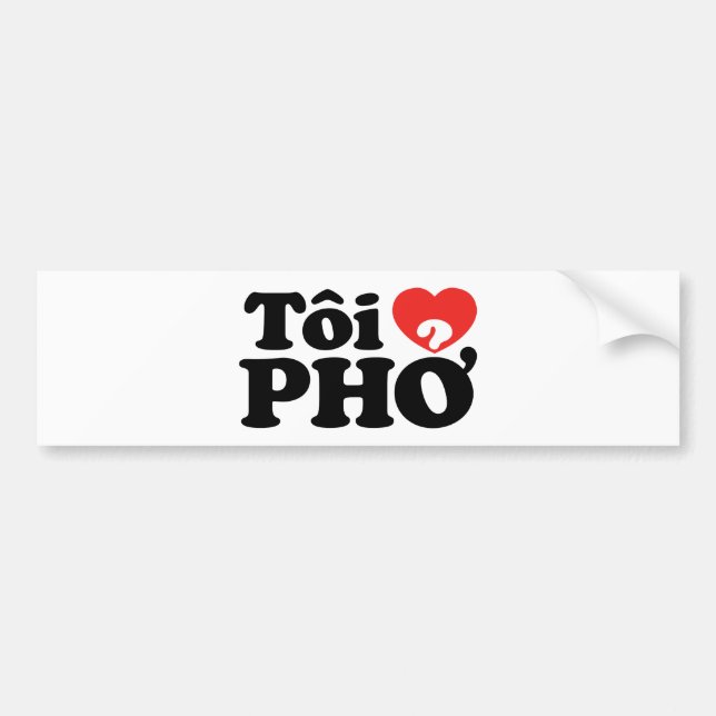 Adesivo Para Carro I Heart (Love) Pho (Tôi9PHỞ) Língua vietnamita (Frente)