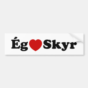 Adesivo Para Carro I Heart (Love) Skyr [Ég Elska Skyr] Islandês