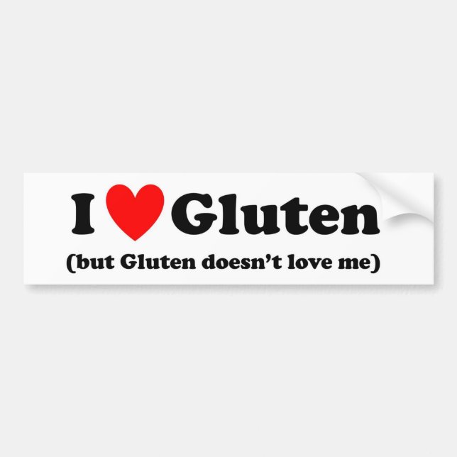 Adesivo Para Carro I Love Gluten (mas Gluten não me ama) (Frente)