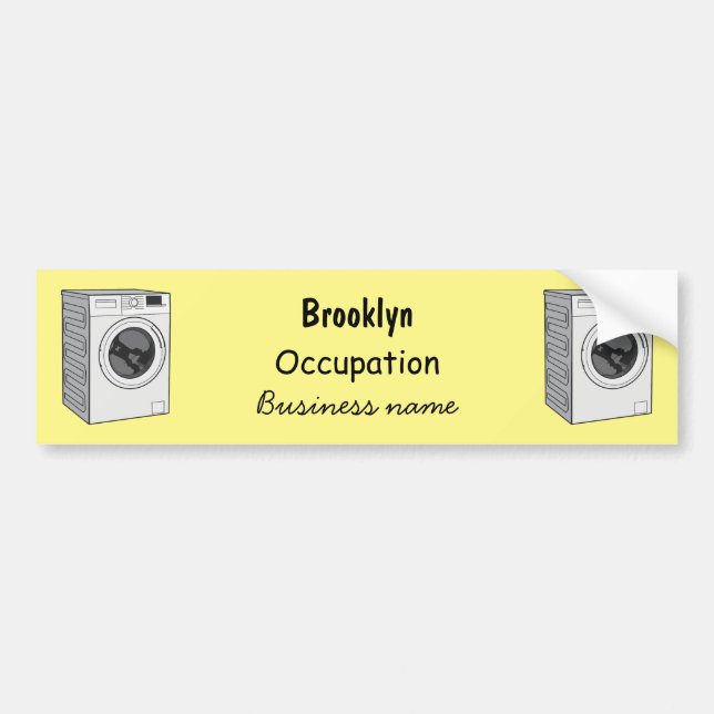 Adesivo Para Carro Ilustração de desenho animado de máquina de lavar (Frente)