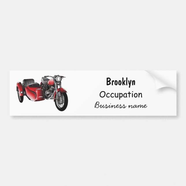 Adesivo Para Carro Ilustração de desenho animado de motociclo Sidecar (Frente)