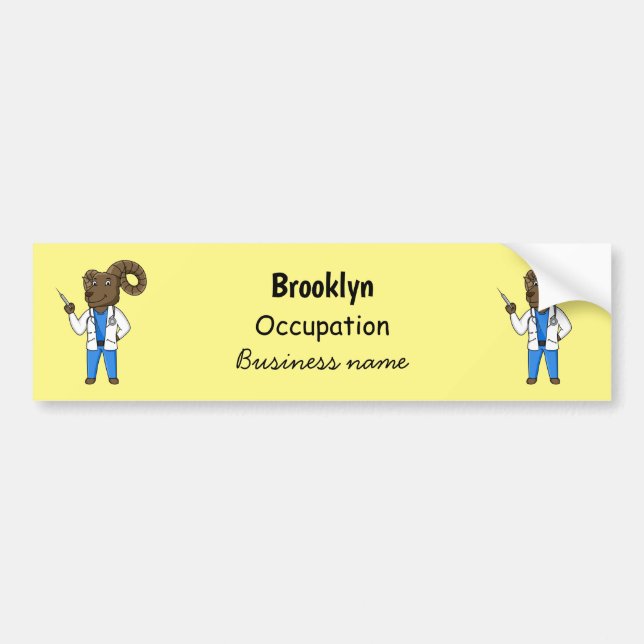 Adesivo Para Carro Ilustração de desenho animado do médico de ovelha  (Frente)