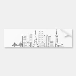 Adesivo Para Carro Ilustração Minimalista da Silhueta de Tóquio
