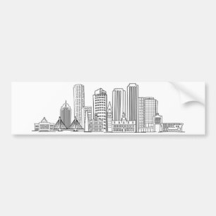 Adesivo Para Carro Ilustração Minimalista do Horizonte da Cidade de B