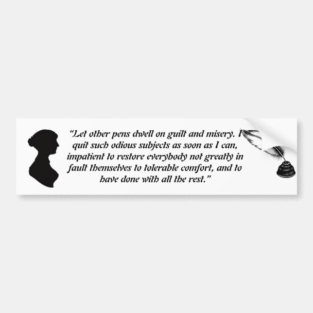 Adesivo Para Carro Ímã com citação de Jane Austen (Frente)