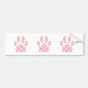 Adesivo Para Carro Impressão Da Pata De Cão De Tartan, Rosa E Branc