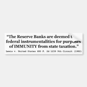 Adesivo Para Carro Imunidade do Federal Reserve Banks Lewis/EUA