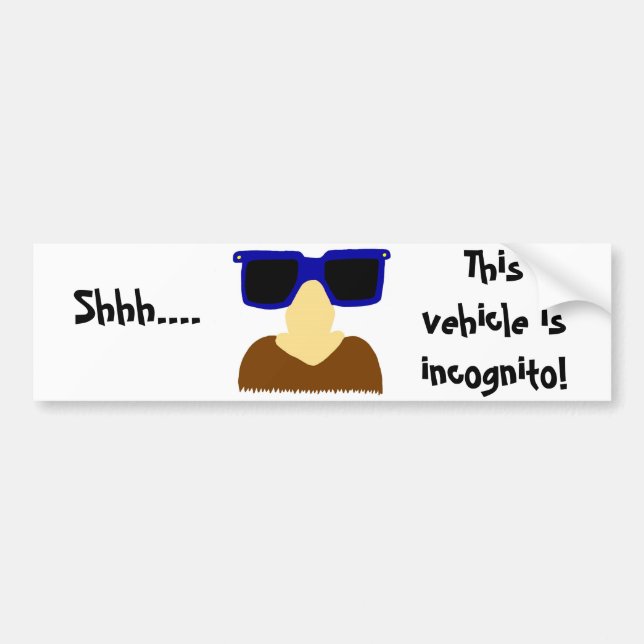 Adesivo Para Carro Incognito bigode e óculos (Frente)