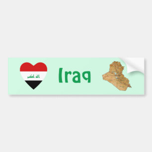 Adesivo Para Carro Iraque Flag Heart + Map Bumper Sticker