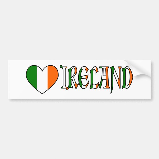 Adesivo Para Carro Irish Heart Flag & Word Ireland (Frente)