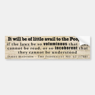 Adesivo Para Carro James Madison O Federalista No. 62 (1788)