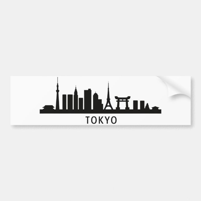Adesivo Para Carro Japan Cityscape Travel | Tokyo Skyline Silhouette (Frente)
