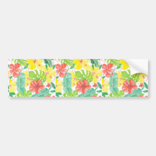Adesivo Para Carro Jardim tropical, hibiscus plumeria e palmeiras