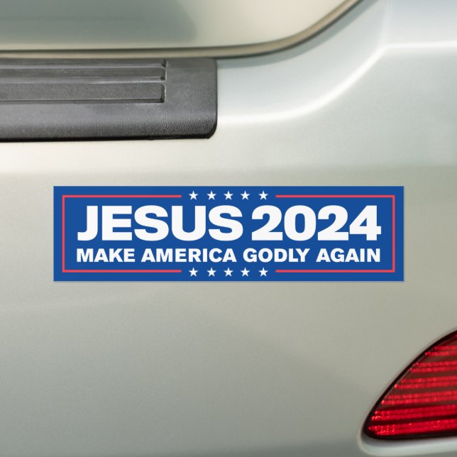 Adesivo Para Carro Jesus Cristo 2024 Torna a América Deus Novamente (No carro)