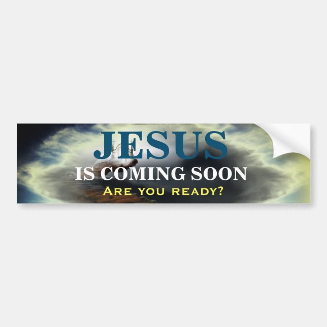 Adesivo Para Carro JESUS ESTÁ CHEGANDO EM BREVE Bumper Sticker (Frente)