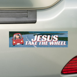 Adesivo Para Carro Jesus Pega A Roda Engraçado Cartoon Christian