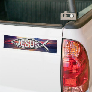 Adesivo Para Carro Jesus Peixe lindo pôr do sol