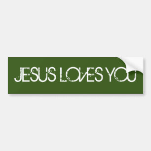 Adesivo Para Carro Jesus Te Ama Grunge Font Green