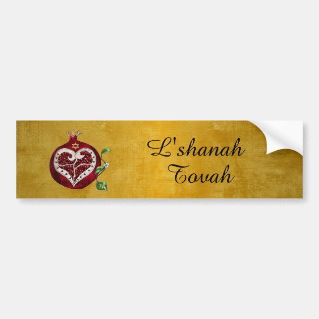 Adesivo Para Carro Judaica Pomegranate Heart Hanukkah Rosh Hashanah (Frente)