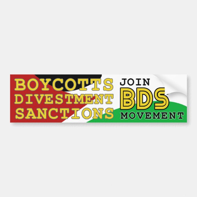 Adesivo Para Carro Junte-se ao movimento BDS para apoiar a Palestina (Frente)