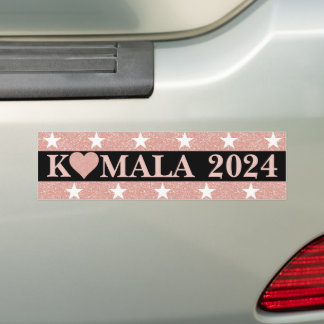 Adesivo Para Carro KAMALA 2024 Coração Luminoso Rosa em Preto
