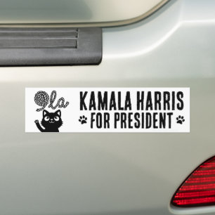 Adesivo Para Carro Kamala Harris Presidente 2024 Comma La Cat e Yarn