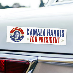 Adesivo Para Carro Kamala Harris Presidente 2024 Foto Retro Democrata