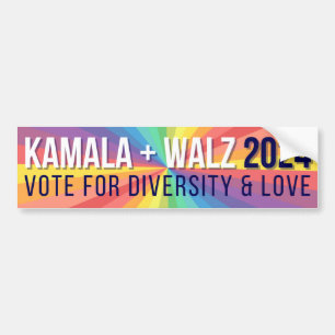 Adesivo Para Carro Kamala Harris + Walz 2024 Bumper Sticker LGBTQ+