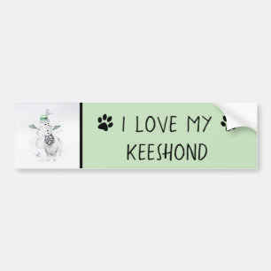 Adesivo Para Carro Keeshond Christmas Snowman Pinting Art