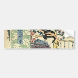 Adesivo Para Carro kimono geisha tradicional de jardim ukiyo-e japonê