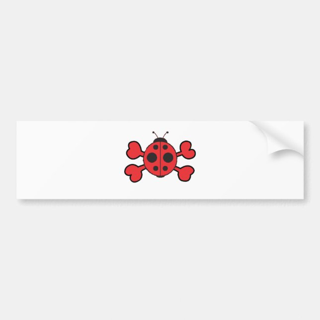 Adesivo Para Carro ladybug Vermelho crânio Crossbones (Frente)