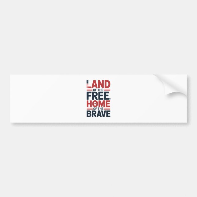 Adesivo Para Carro Land of the Free | Home of the Brave USA Shirt (Frente)