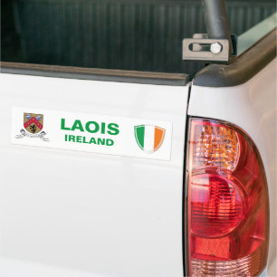Adesivo Para Carro Laois Ireland Crest e Irish Flag Bumper Sticker