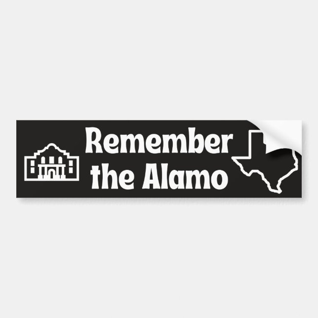 Adesivo Para Carro Lembre-se do Alamo Texas Themed Bumper Sticker (Frente)