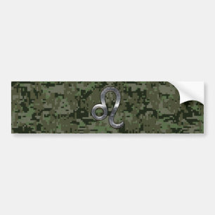 Adesivo Para Carro Leo Zodiac Símbolo da Camo Digital Woodland