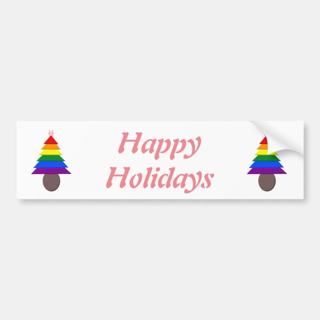 Adesivo Para Carro Lésbicas Árvore de Natal Rainbow e Presentes (Frente)