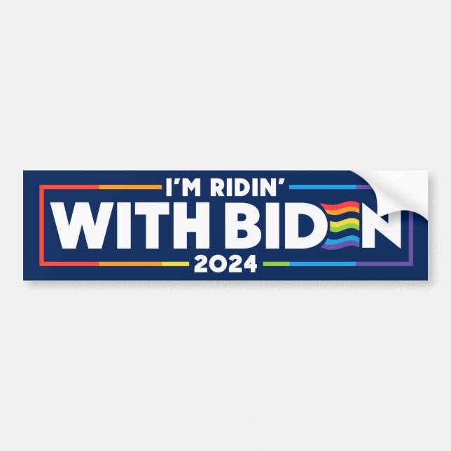 Adesivo Para Carro LGBTQ Estou a Ridin com Biden 2024 (Frente)