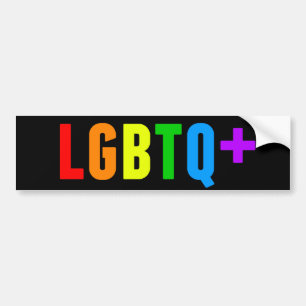 Adesivo Para Carro LGBTQ Plus Orgulho gay Arco-Íris Acrônimo Preto
