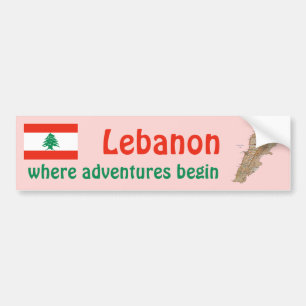 Adesivo Para Carro Líbano Flag + Bumper Sticker