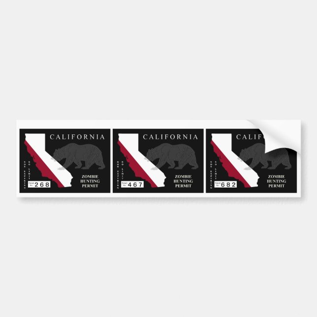 Adesivo Para Carro Licença da caça do zombi de Califórnia (Frente)