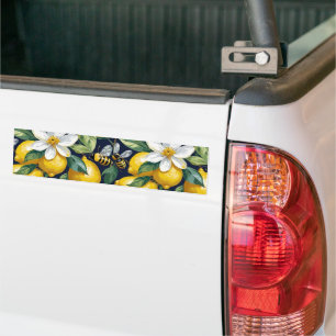 Adesivo Para Carro Limões Amarelos Frescos Com Abelhas Ocupadas & Flo