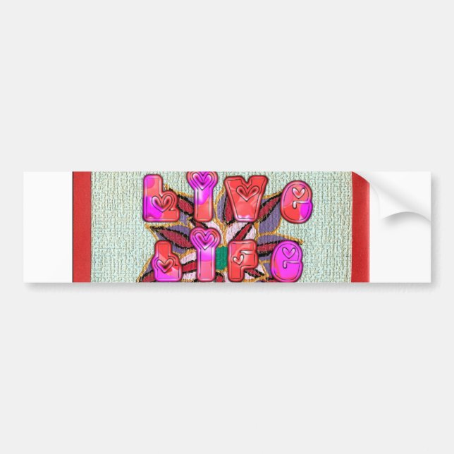 Adesivo Para Carro "Live Life Large", Impressão de Arte (Frente)